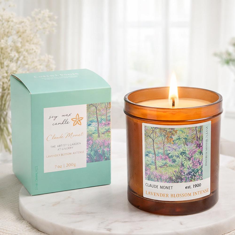 Аромасвічка у скляному стакані з кришечкою Claude Monet Lavender Blossom Intense 460 г 9x7 см (37-clau-124649)