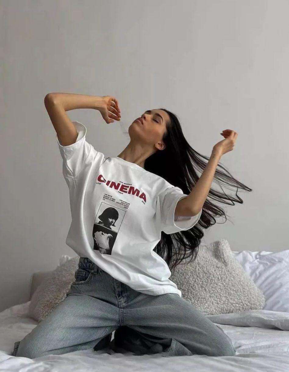 Футболка женская с принтом Pin-000-276 повседневная S Белый (2664082064)