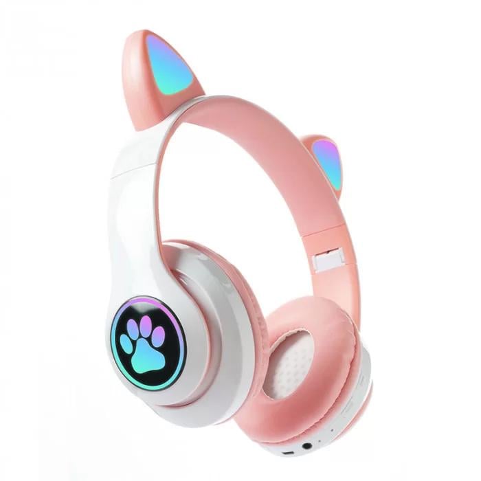 Навушники CAT STN-28 Bluetooth з котячими вушками Рожевий