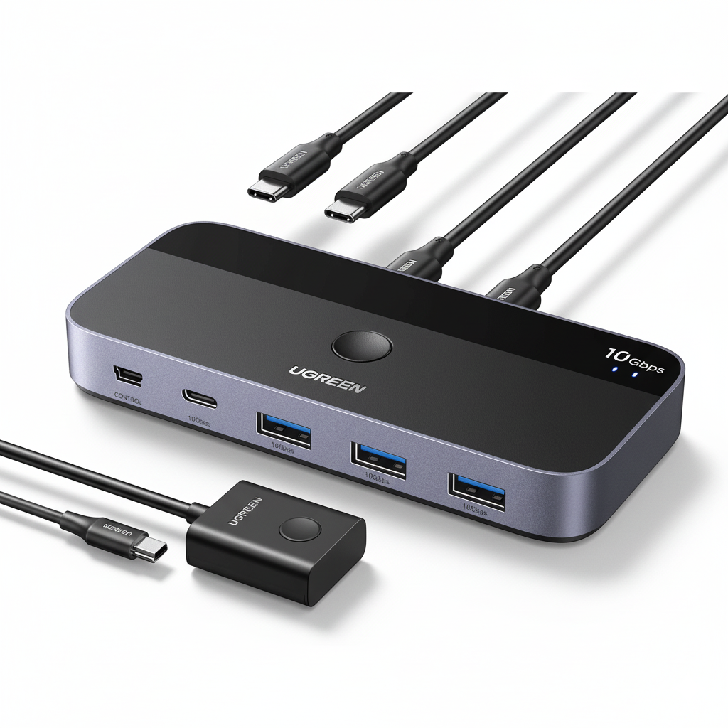 Переключатель Ugreen USB 2x4 USB 3.2 10 гбит/с Черный (29657142) Переключатель Ugreen USB 2x4 USB 3.2 10 гбит/с Черный (29657142)