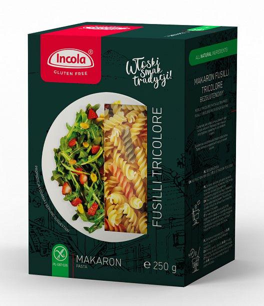 Макароны без глютена спиральки INCOLA Fusilli tricolore 250 г (5902768989151)