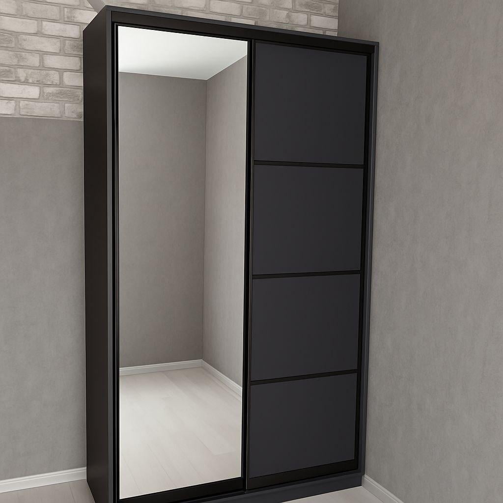 Шкаф купе Мириам комби 4 с зеркалом ДСП 1500x2400x600 мм Антрацит (20835) Шкаф купе Мириам комби 4 с зеркалом ДСП 1500x2400x600 мм Антрацит (20835)