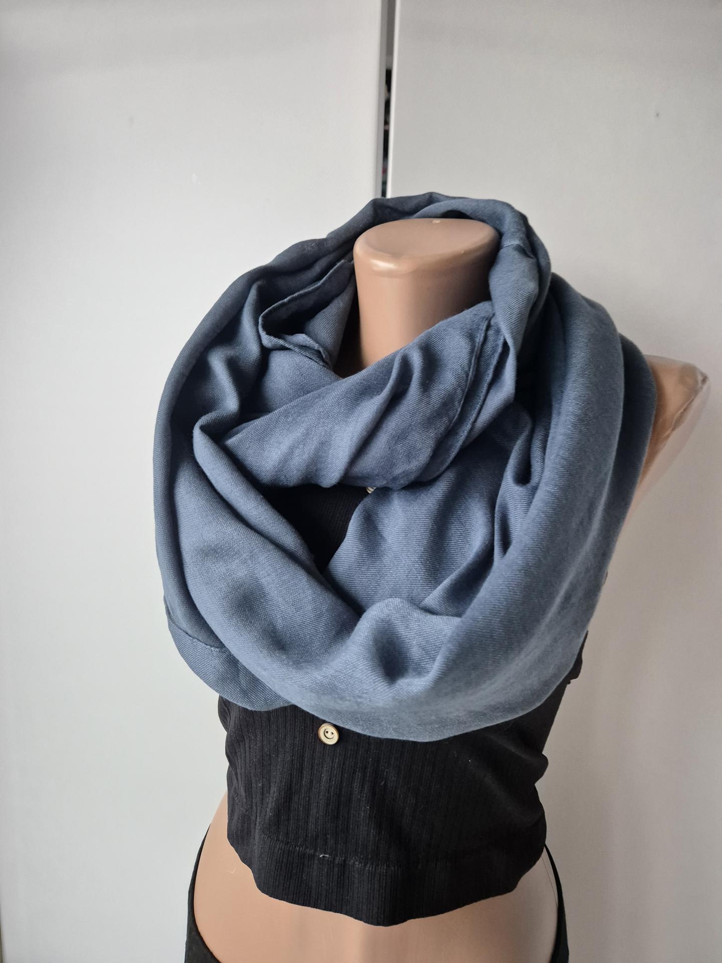 Шарф-снуд жіночий однотонний весна-осінь 158х66 см Синій (11662) - фото 5