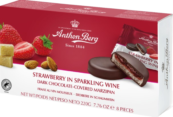 Конфеты с марципаном ANTHON BERG Strawberry in Sparkling Wine 220 г (2437534328)