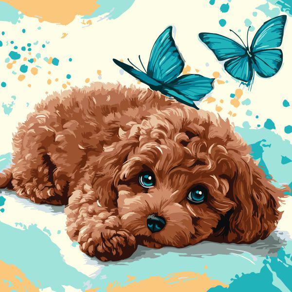Картина за номерами Ideyka Милий пудель 40x40 см (Id-KHO6793)