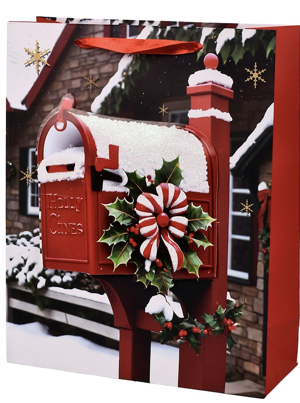 Пакет новогодний бумажный Christmas decor 3D L 31х40х12 см (R33704-L)