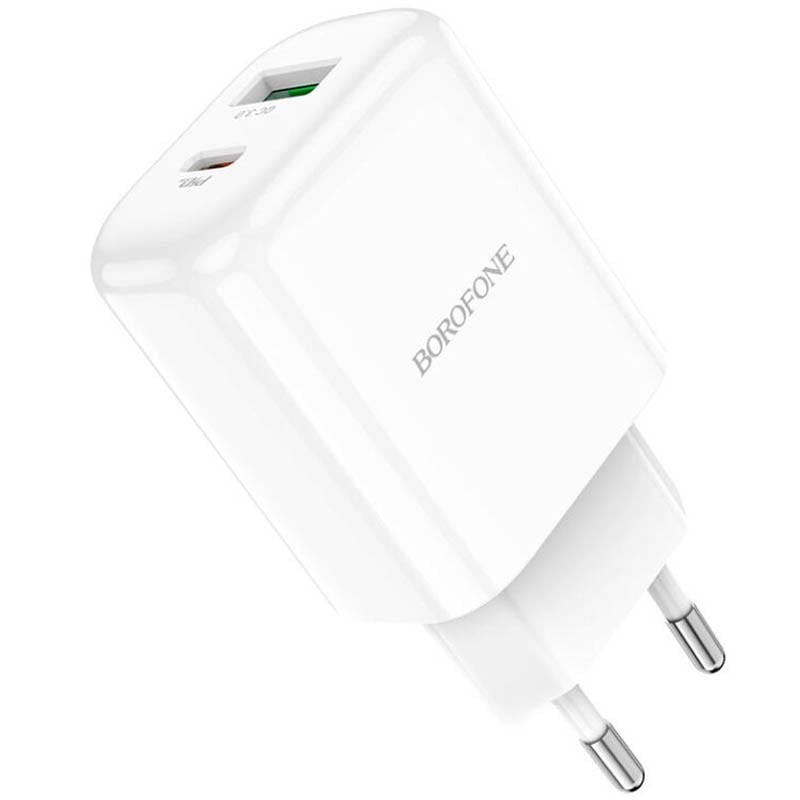 Зарядний мереживний пристрій універсальний Borofone BN4 PD20W+QC3.0 1USB/1Type-C/3A White - фото 3