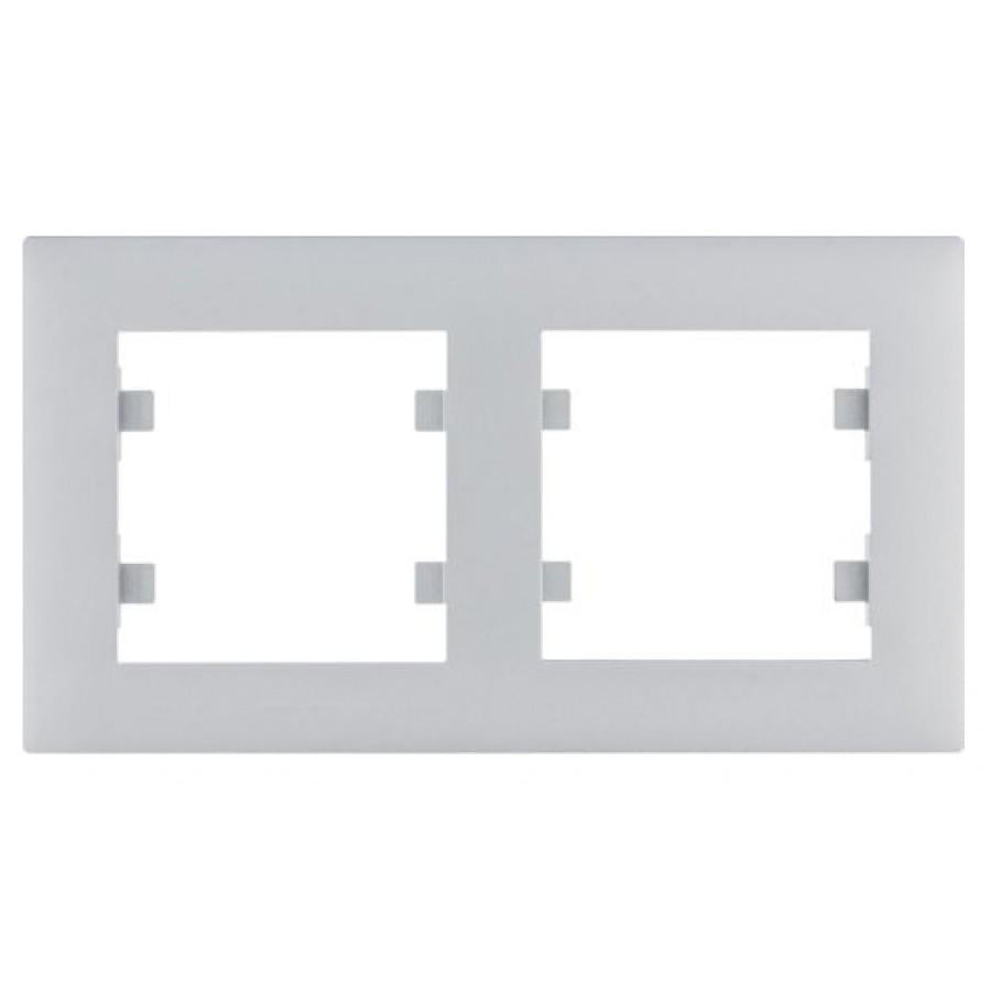 Рамка подвійна 2х горизонтальна Hager Lumina-Intens WL5722 Сріблястий (10661)