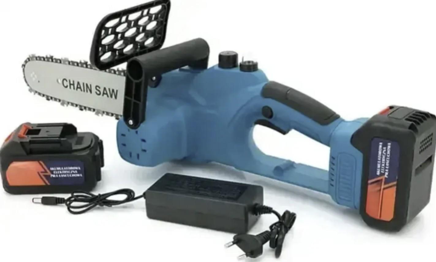 Пила цепная аккумуляторная E-ChainPro 12" 48V 6 Ah 2500 Вт 2 аккумулятора Синий (30484908) - фото 2 Пила цепная аккумуляторная E-ChainPro 12" 48V 6 Ah 2500 Вт 2 аккумулятора Синий (30484908) - фото 2