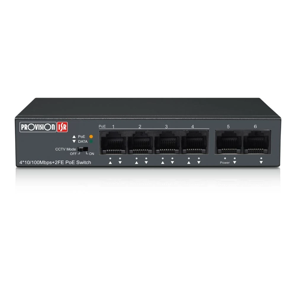 Коммутатор неуправляемый PoE Provision-ISR PoES-0460C+2I-V2 с 4 портами PoE