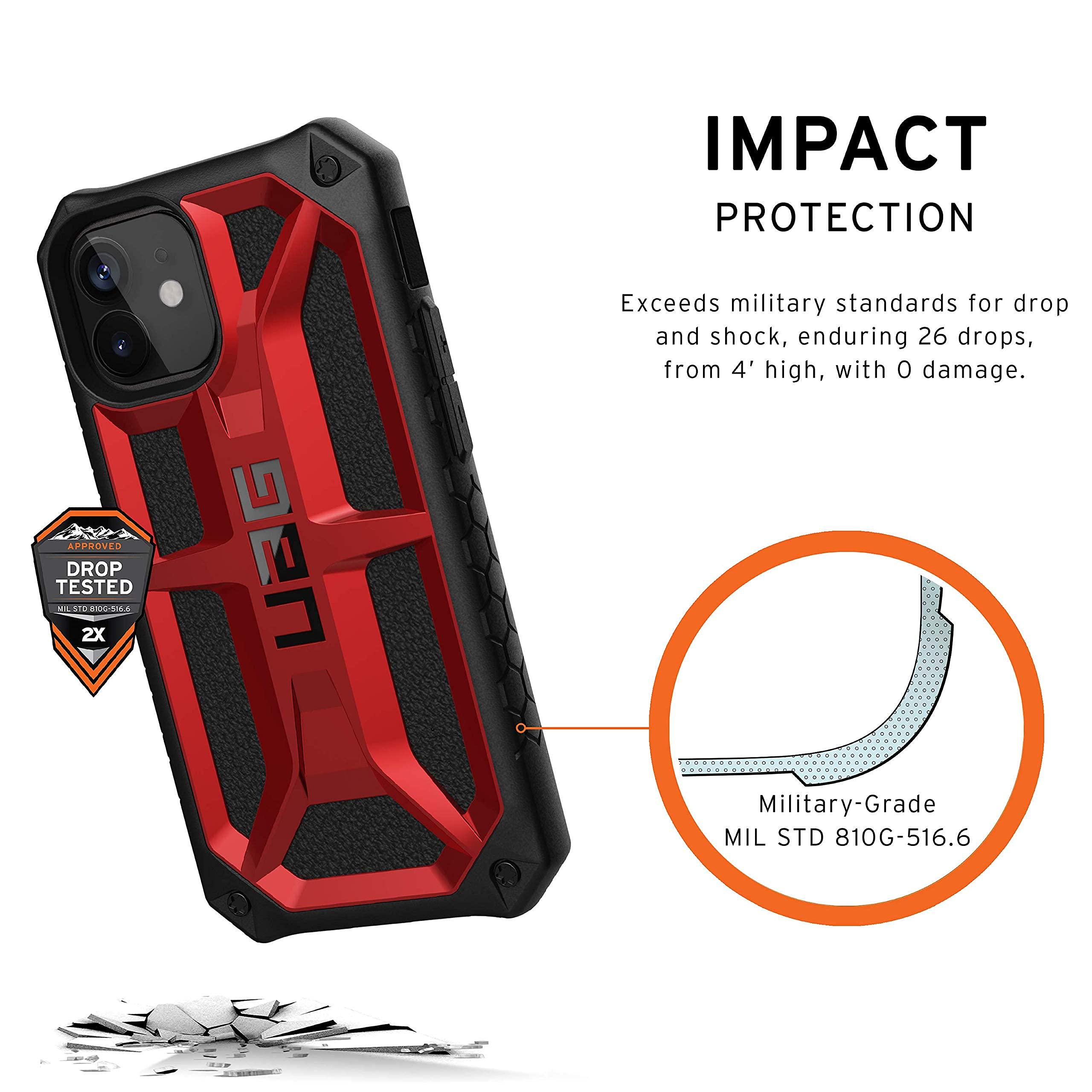 Чехол милитари противоударный UAG Monarch 112341119494 для Iphone 12 Mini (5.4") Crimson - фото 4