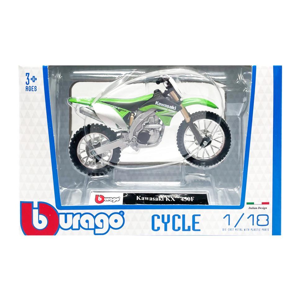 МотоциклІграшка дитяча kawasaki kx 450f bburago 18 51030 17 масштаб 1:18 (RLT47731)