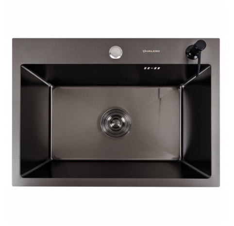 Кухонная мойка Valeso Handmade PVD 58х43 см сифон круглый 3,0/0,8 ммЧерный (SP000044308)