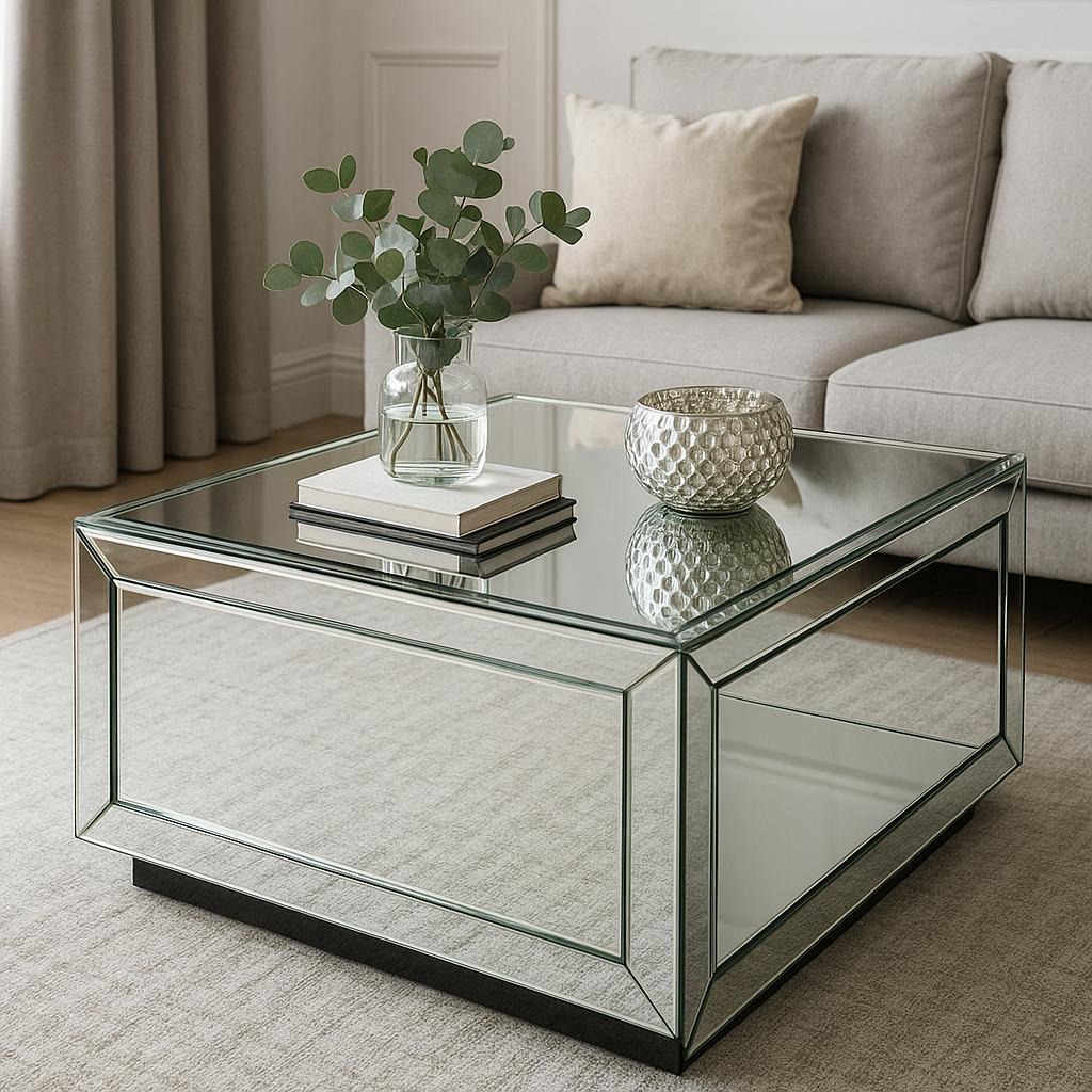 Стол зеркальный Луи 800х800х450 мм Антрацитовый