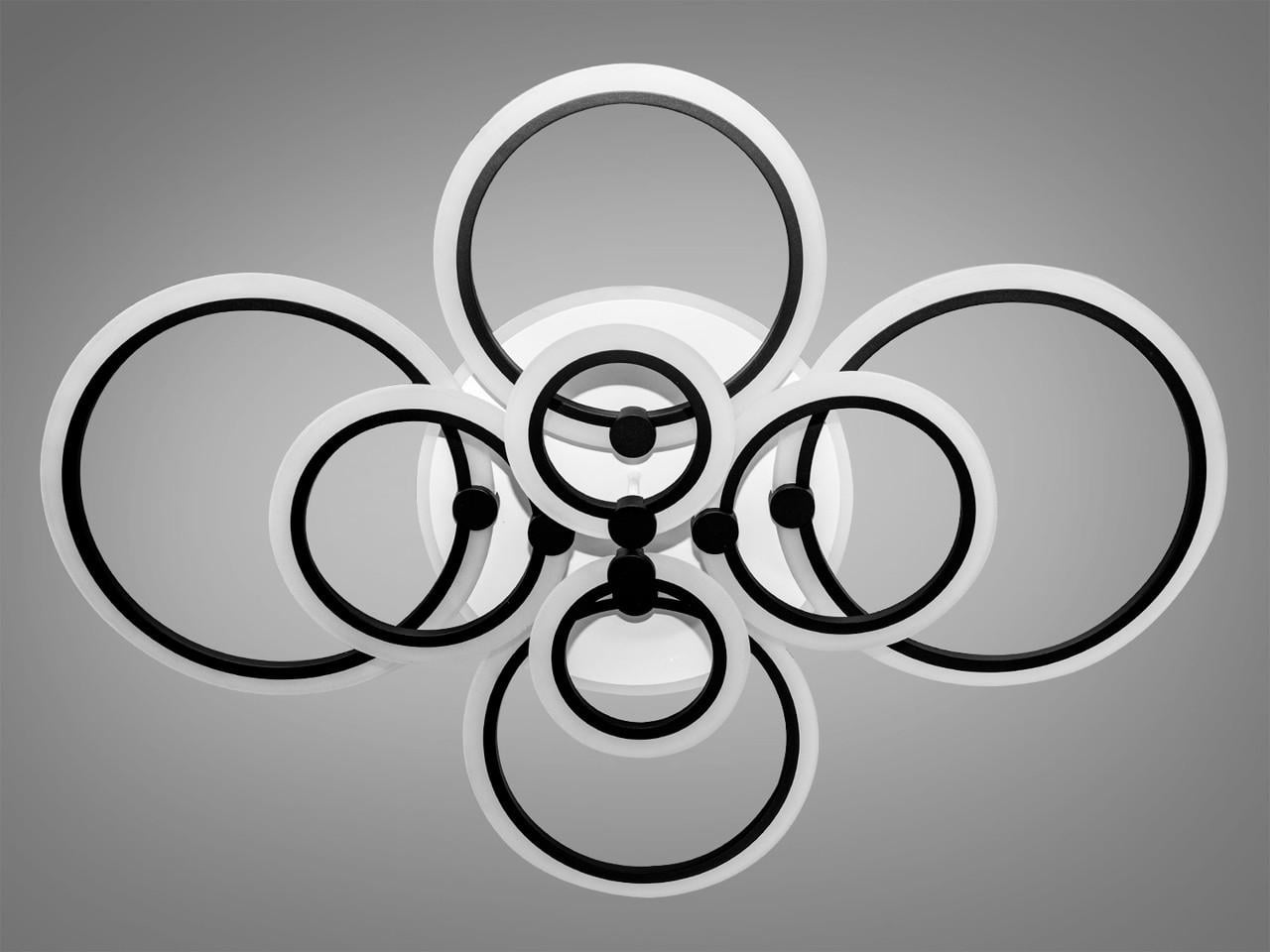 Люстра LED в зал с подсветкой A8022-8BK-LS 175W на 25 м2 Черный (2040794034)