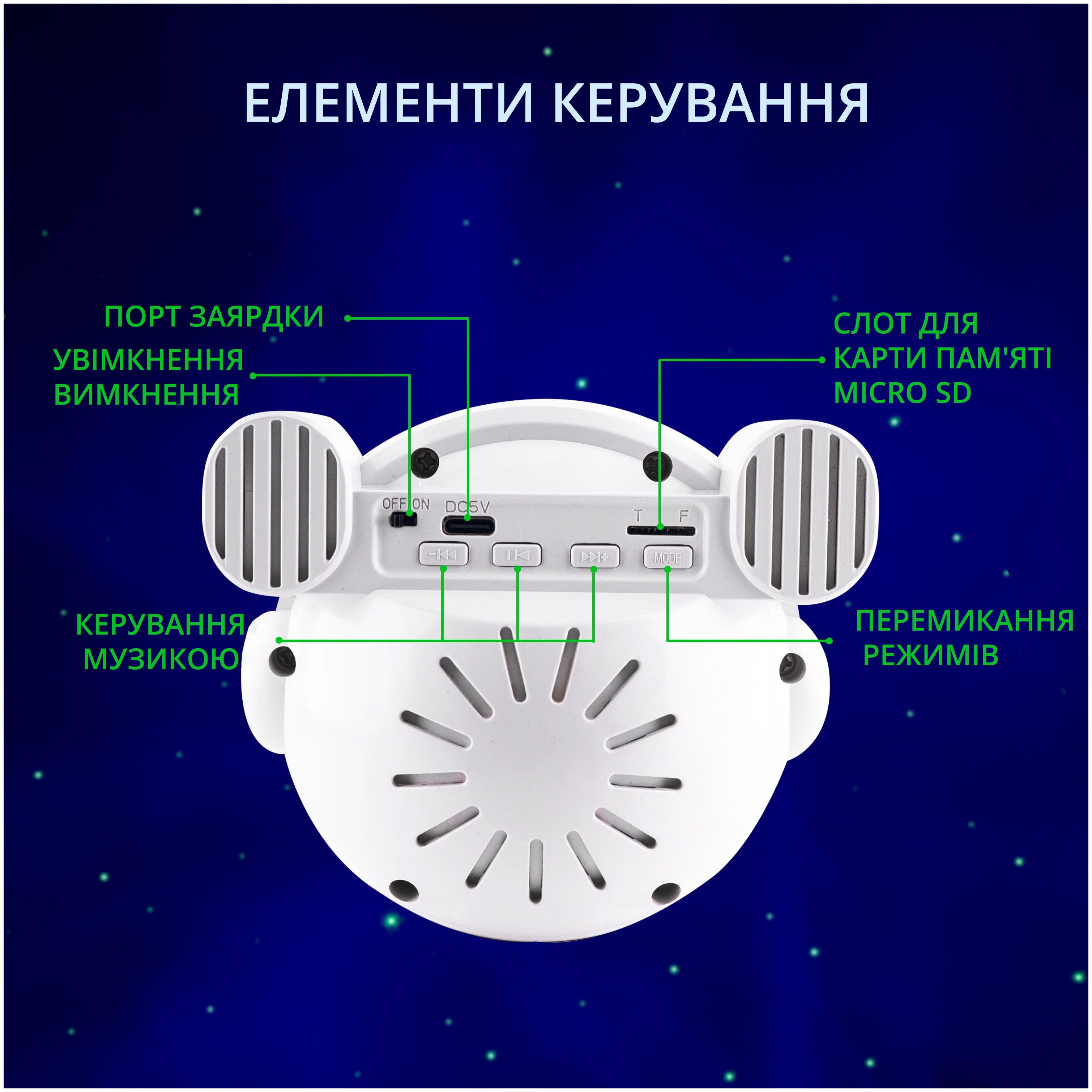 Нічник дитячий Космонавт із лазерним проектором зоряного неба та колонкою Bluetooth на пульті управління - фото 5