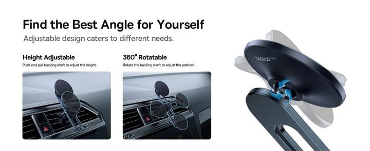 Держатель в дефлектор Baseus MagPro Series Magnetic Car Mount Cosmic Black (601938) - фото 14