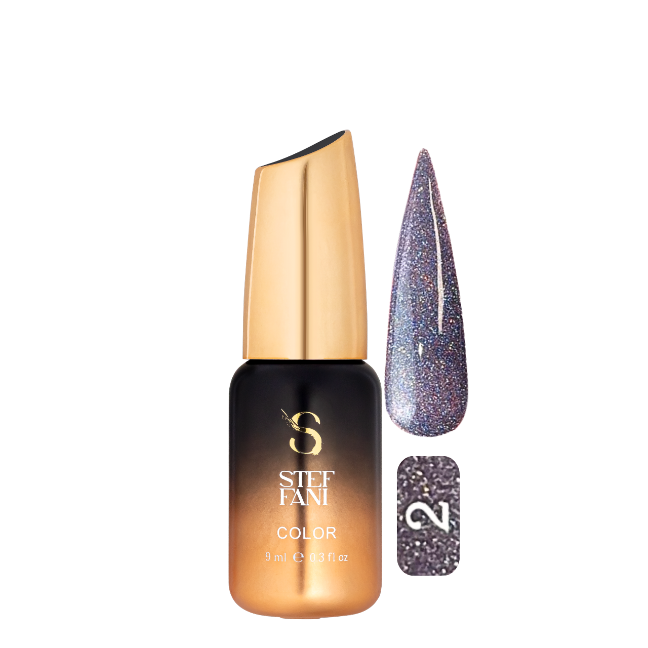 Гель-лак для нігтів з блискітками Steffani Color Gel Polish Starlight 9 мл 02 Бузковий з шиммером Гель-лак для нігтів з блискітками Steffani Color Gel Polish Starlight 9 мл 02 Бузковий з шиммером
