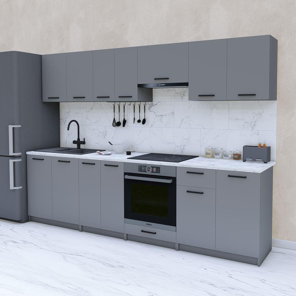 Готова кухня модульна з ДСП 2,8 м Антрацит (МП31а) - фото 1 Готова кухня модульна з ДСП 2,8 м Антрацит (МП31а) - фото 1