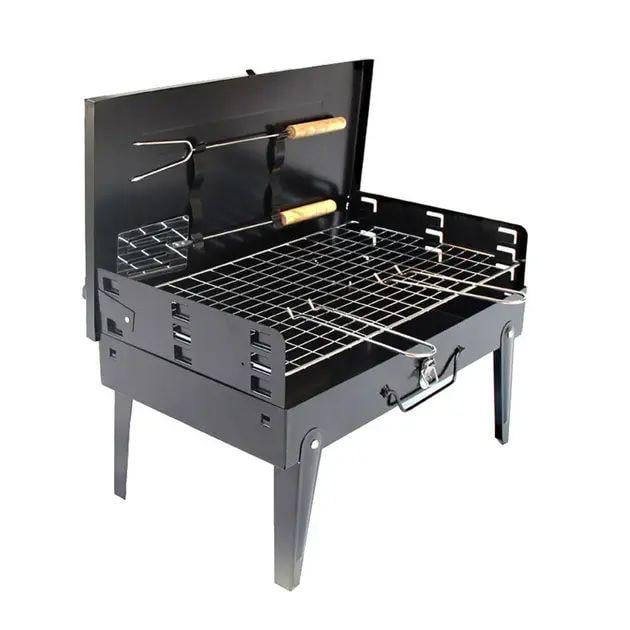 Мангал складаний портативний для барбекю Supretto CA-07 з решіткою вилкою та лопаткою металевий 43х26х47 см Чорний Мангал складаний портативний для барбекю Supretto CA-07 з решіткою вилкою та лопаткою металевий 43х26х47 см Чорний