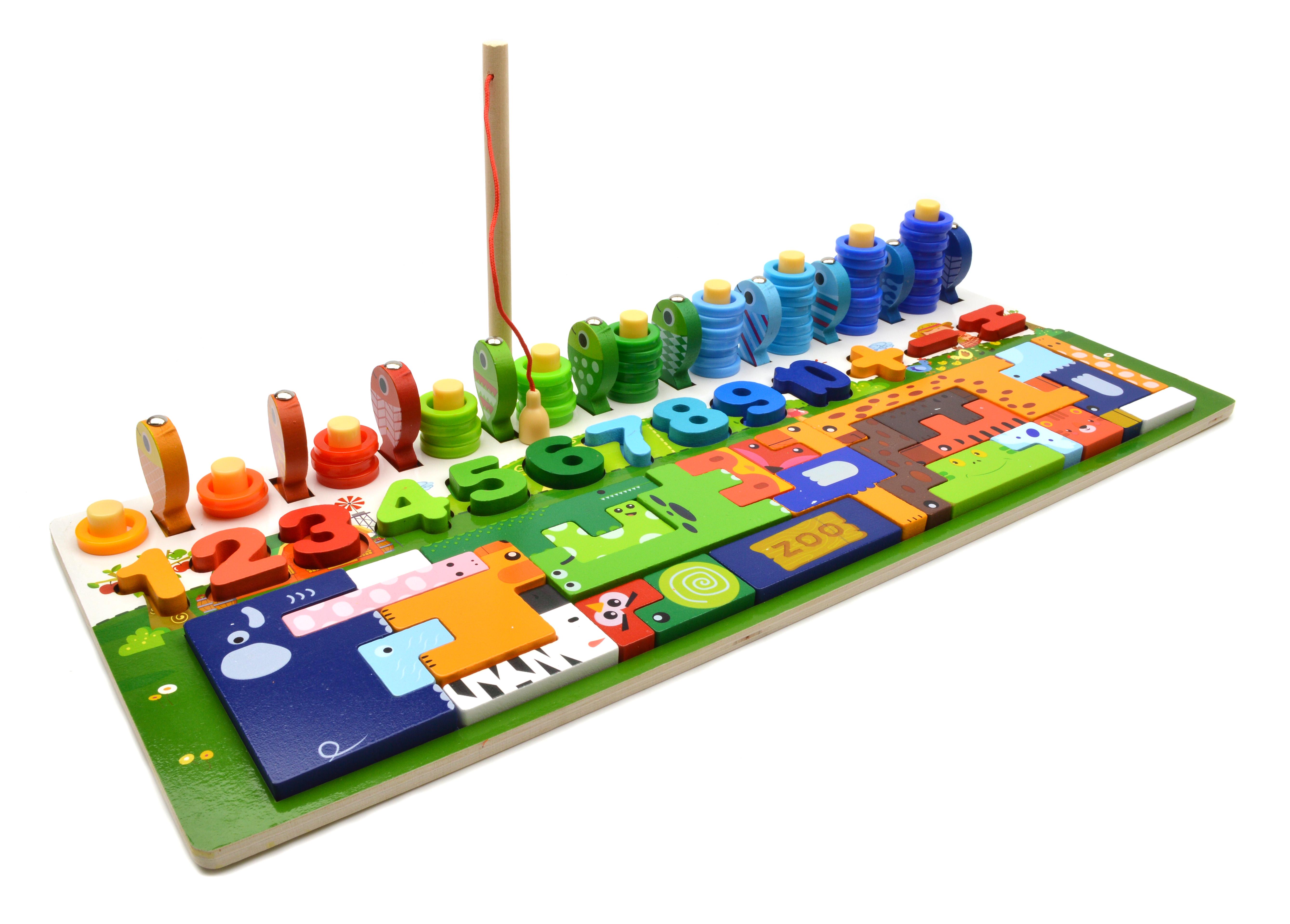 Дошка логічна дерев'яна сортер/риболовля/пазл/зоопарк/цифри (65715)