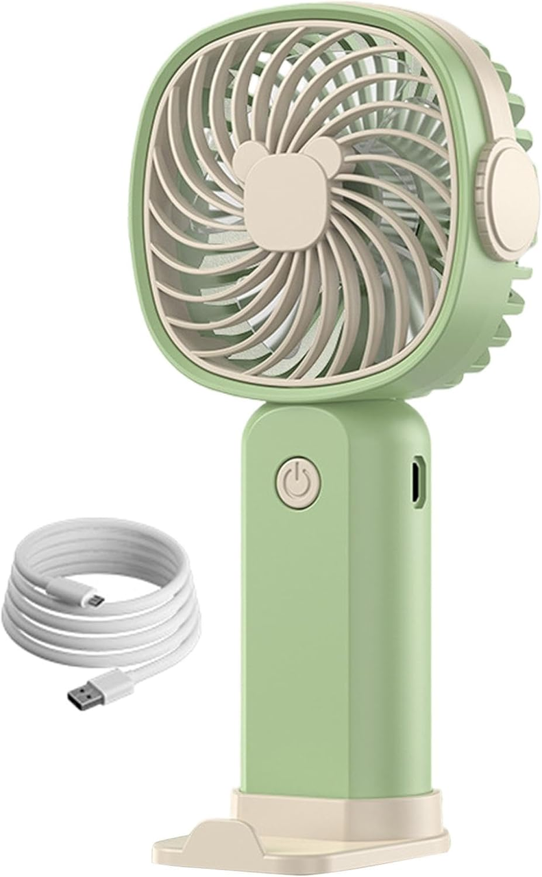 Вентилятор акумуляторний з підставкою для телефону Handheld Fan USB Зелений (2869) - фото 2