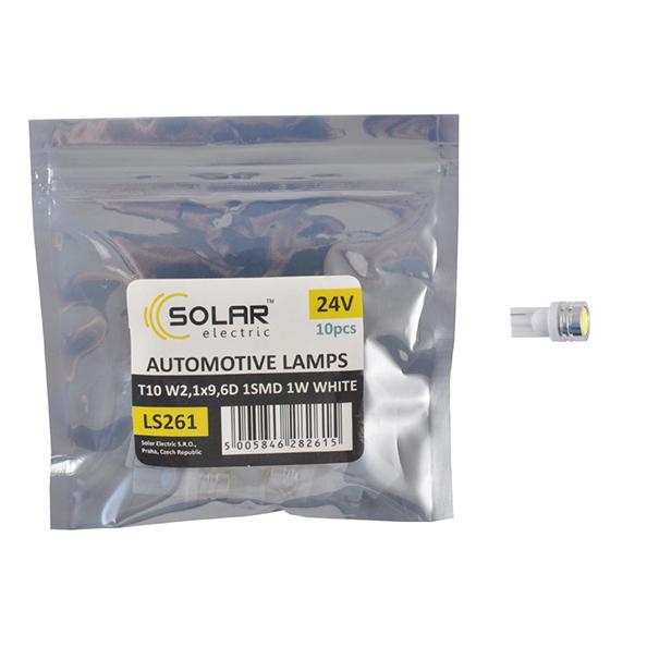 Автолампа LED Solar 24V T10 W2.1x9.5d SMD 1W white 10 шт. (LS261_P)