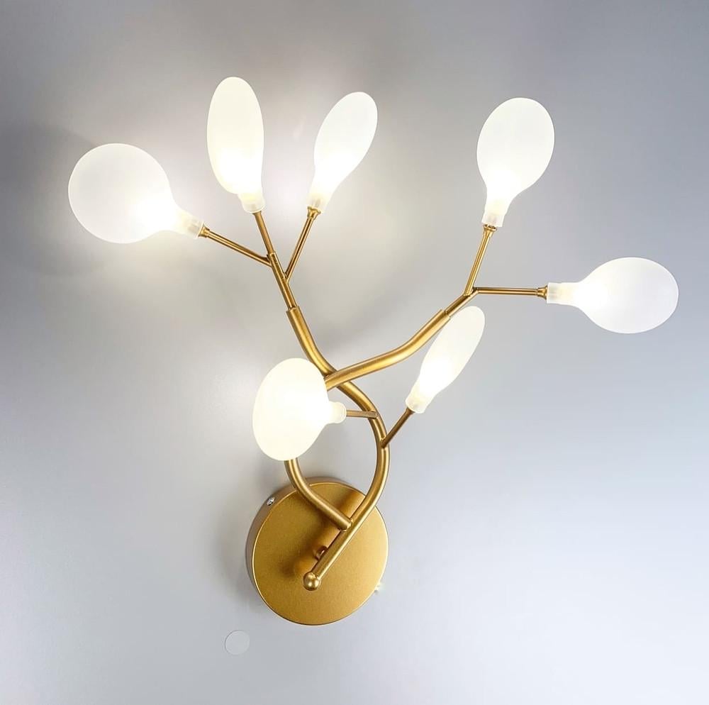 Светильник флористический настенный на 7 матовых плафонов Золотой (W 686/7 GD-С)