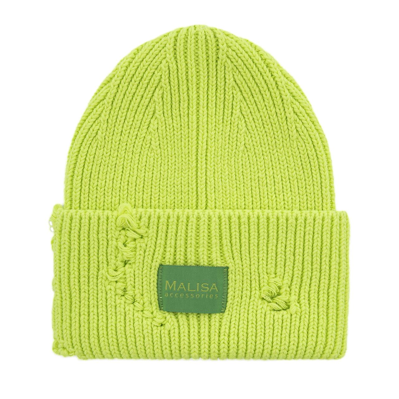Шапка женская Malisa БРУНО без подкладки рваная с эмблемой на отвороте one size Лайм (254910) - фото 2 Шапка женская Malisa БРУНО без подкладки рваная с эмблемой на отвороте one size Лайм (254910) - фото 2