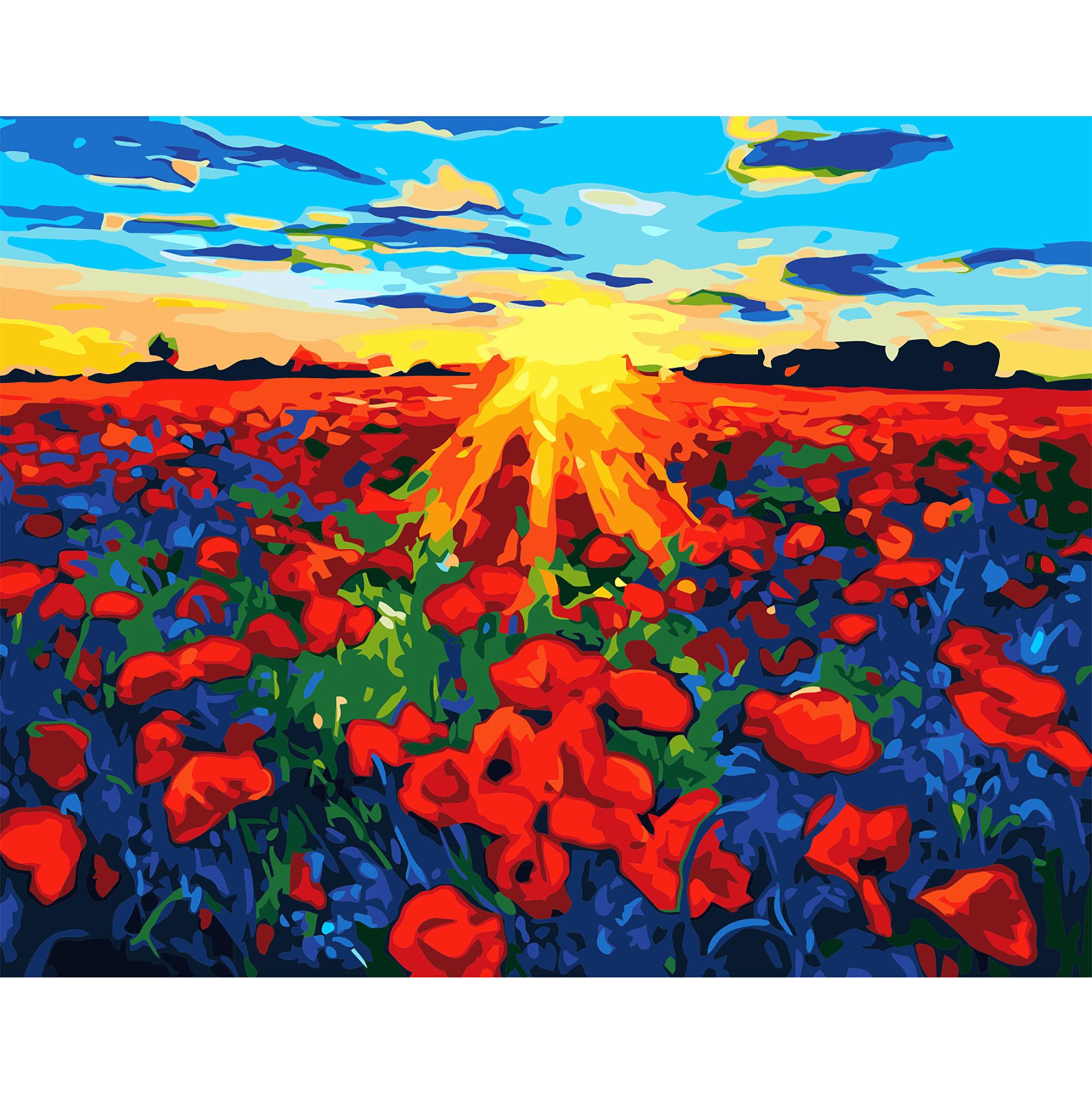 Картина по номерам Strateg Яркое маковое поле 40x50 см (VA-2916)