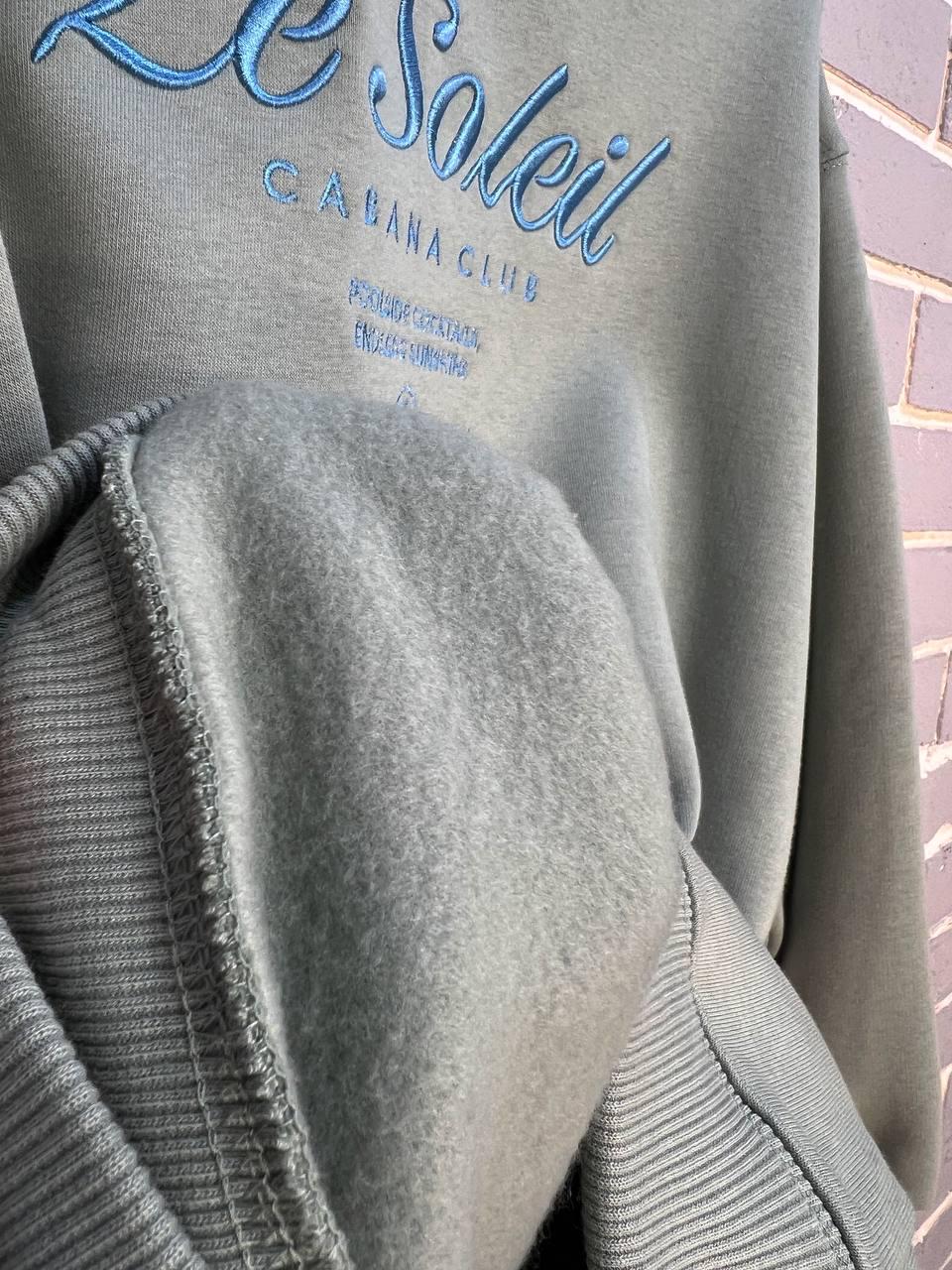 Свитшот женский PEPPER MINT 24-03 оверсайз удлиненный вышивка спереди утепленный XL Оливковый (957) - фото 4