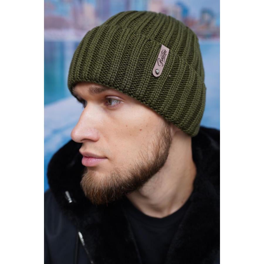 Шапка мужская хлопковая с отворотом Канзас Braxton 4732 one size Хаки