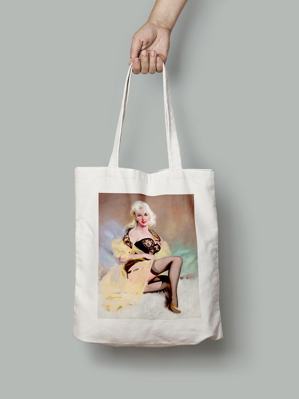Эко-сумка Платиновая блондинка в черном белье. Дональд Раст шопер (pin_up1740026_Bag)