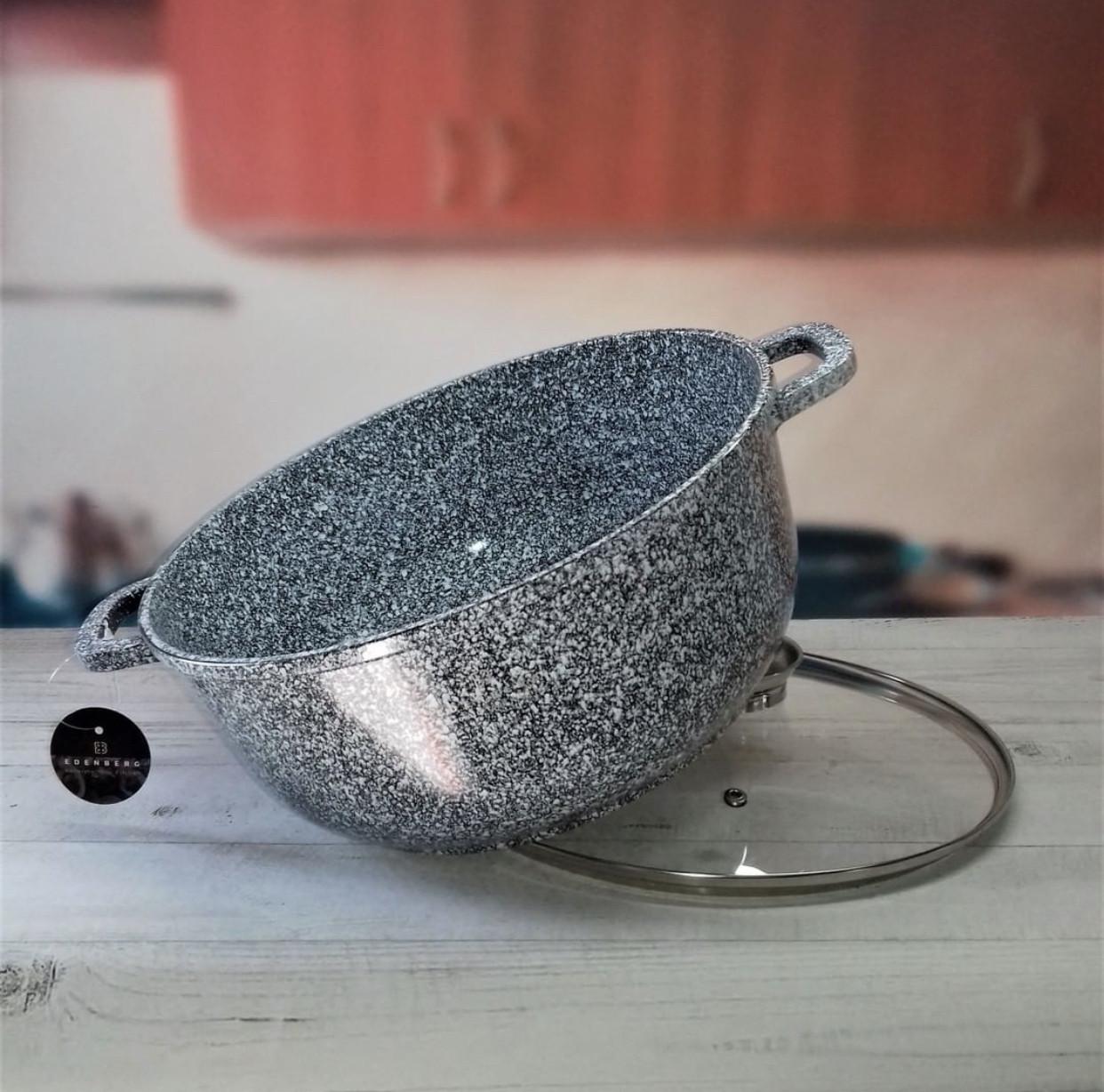 Кастрюля Edenberg с мраморным антипригарным покрытием и крышкой 6,8 л 28 см (EB-1171) - фото 3