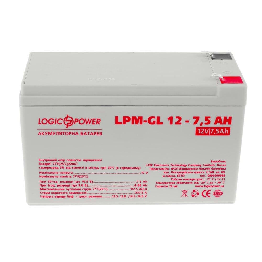 Аккумулятор гелевый LogicPower LPM-GL 12 - 7.5 AH - фото 1