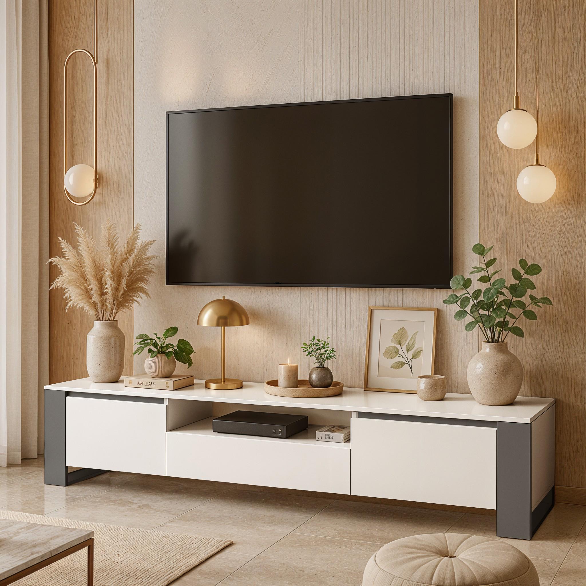 Тумба под телевизор Odyssey 1804x372x450 мм Белый/Антрацит