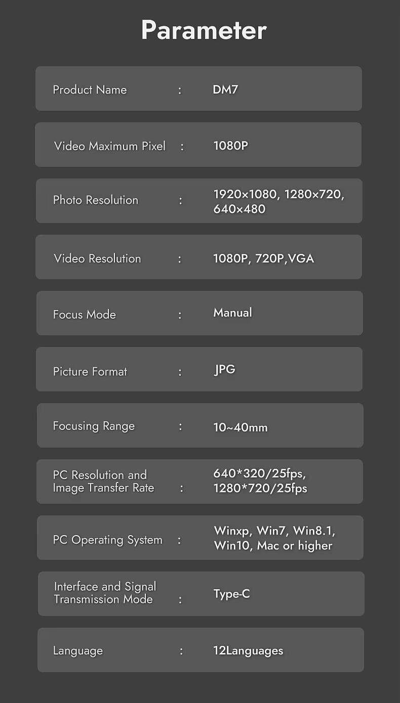 Мікроскоп цифровий RIEVBCAU DM7-Z01C монітор 4,3" 1500-кратний 1080P для паяння з 8 світлодіодами Black (DM7-Z01C) - фото 12