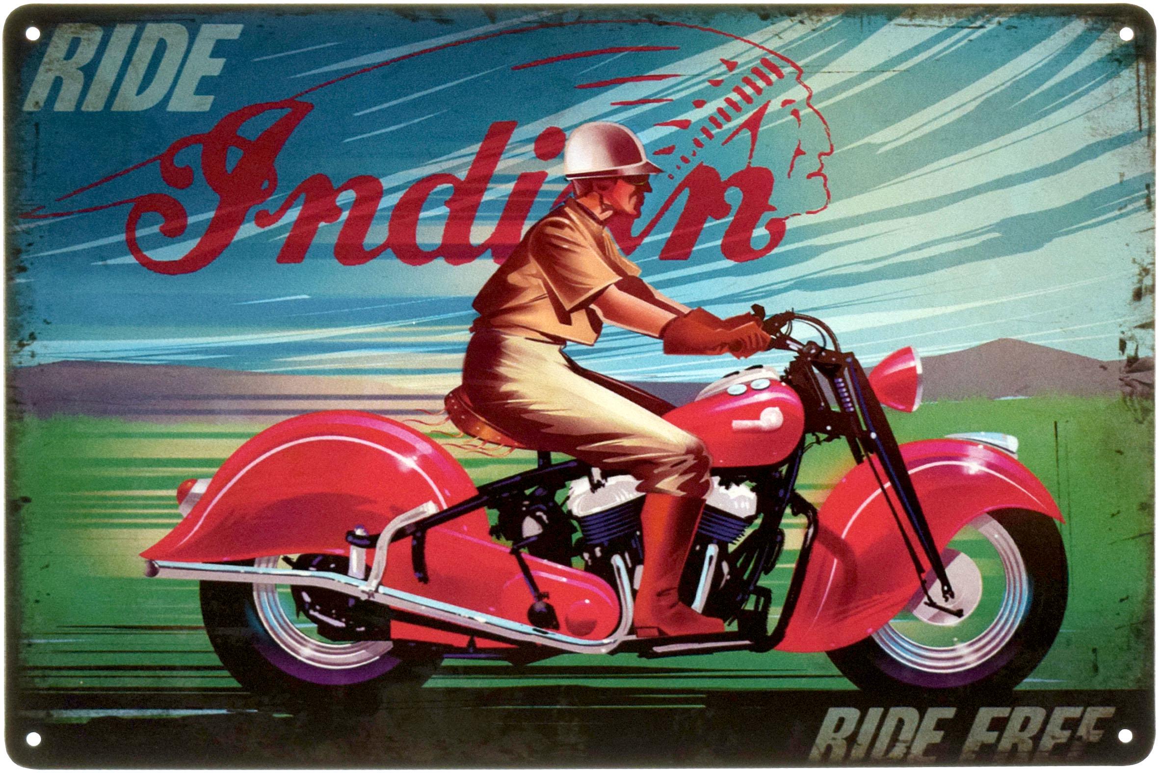 Табличка металева Ride Indian 20x30 см