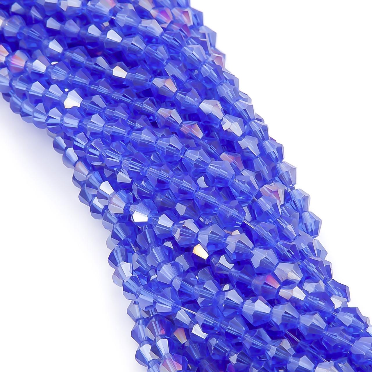 Бусины хрустальные Биконус АВ 6,2х6 мм 46 шт. Синий (БИ0006к64)