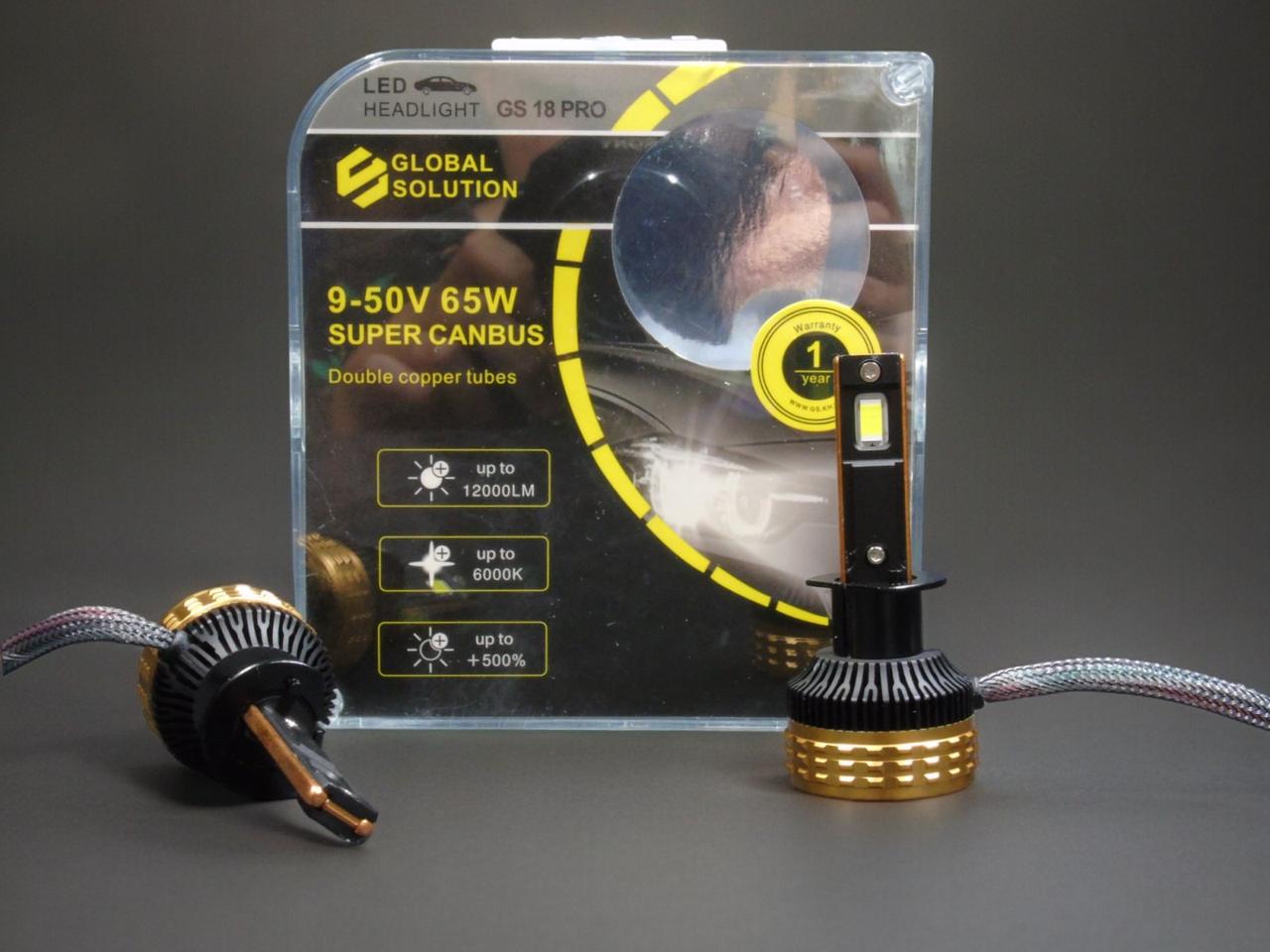 Автомобильная лампа Global Solution GS18Pro H1 60W 12000Lm 6000K (8801PRO) - фото 2