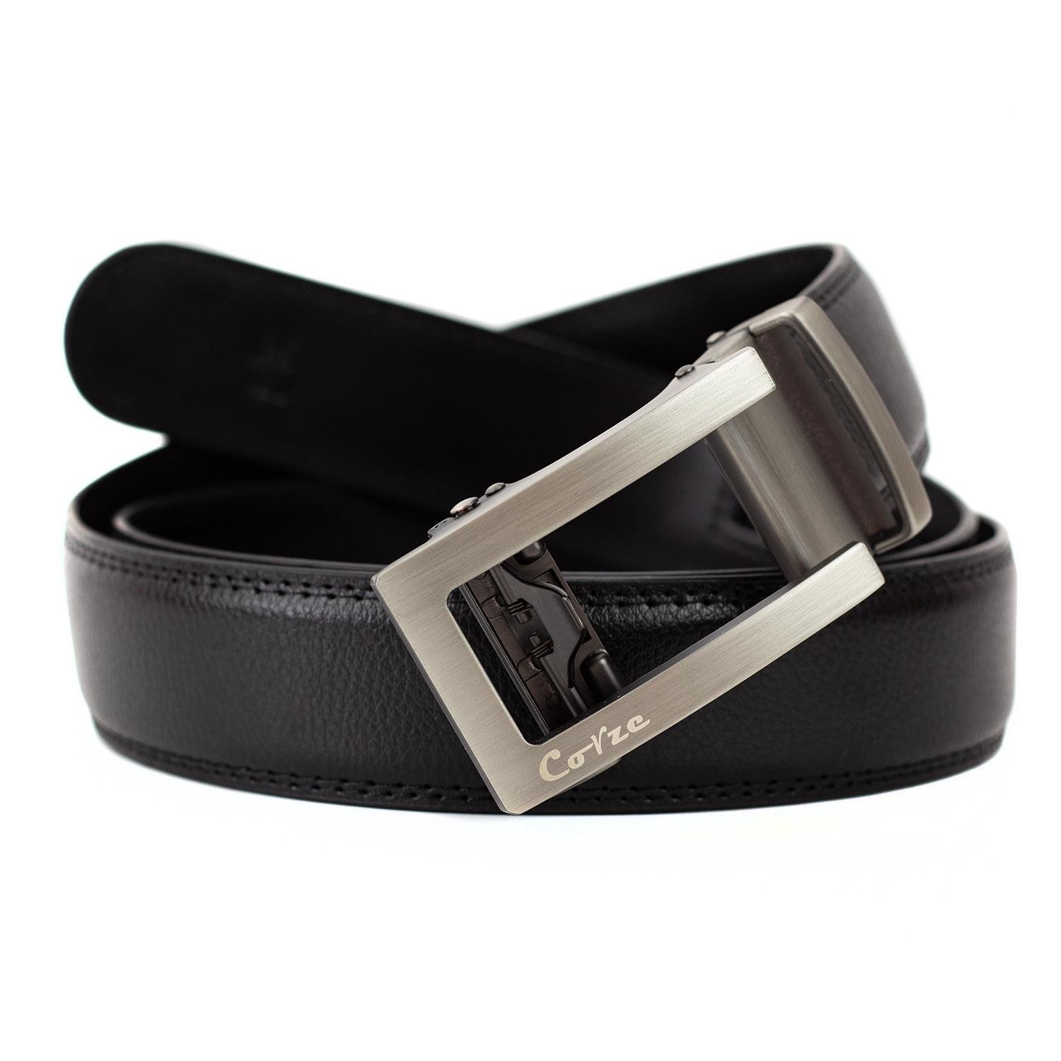 Ремінь шкіряний чоловічий Corze CRB5003 Чорний/Сірий (CRB5003)