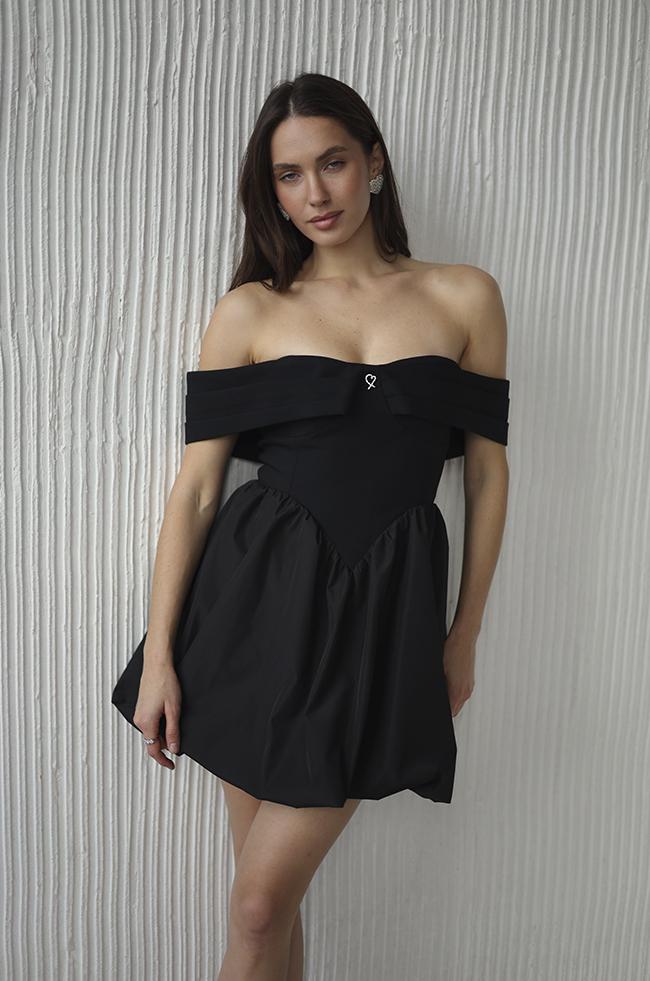 Платье-баллон женское Lipar мини с открытыми плечами р. 46 Черный (3754/30674493) - фото 4 Платье-баллон женское Lipar мини с открытыми плечами р. 46 Черный (3754/30674493) - фото 4