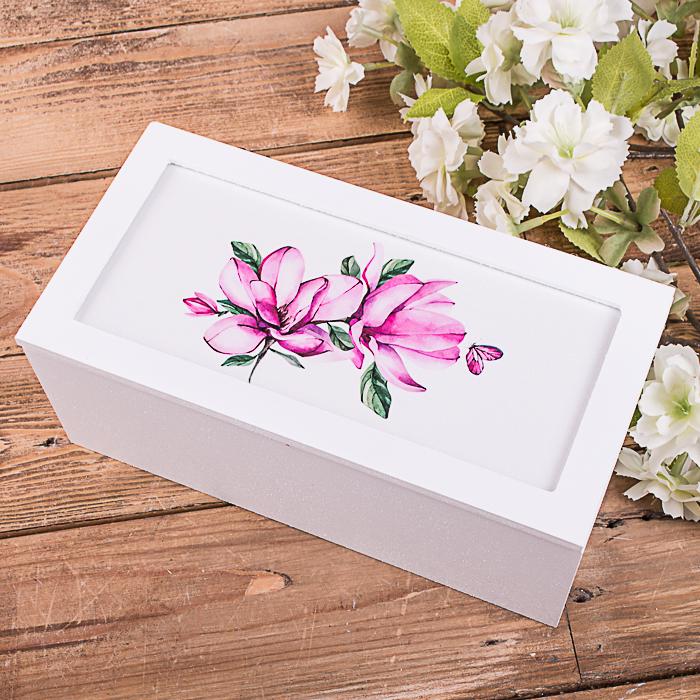 Шкатулка деревянная с магнолией (4013-3)