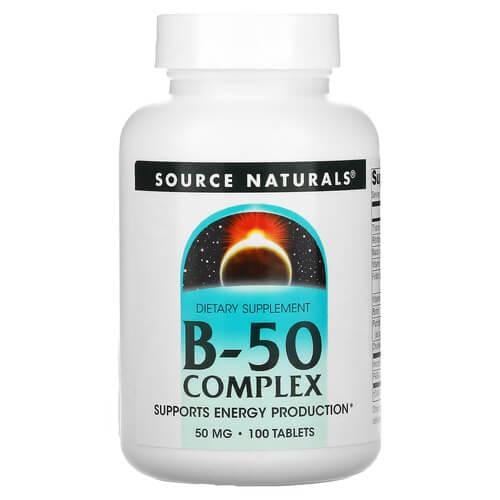 Комплекс вітамінів групи В Source Naturals B-50 Complex 50 мг 100 табл. (SNS-00421)