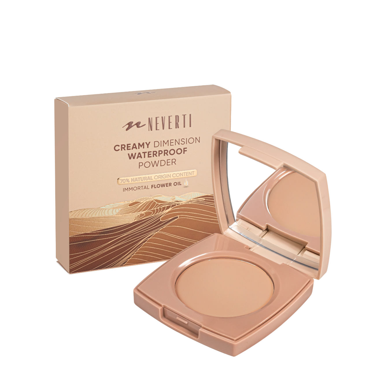Пудра для лица водостойкая компактная Neverti Creamy Dimension NP202 006 Medium Beige Темно-Бежевая (2560503570)