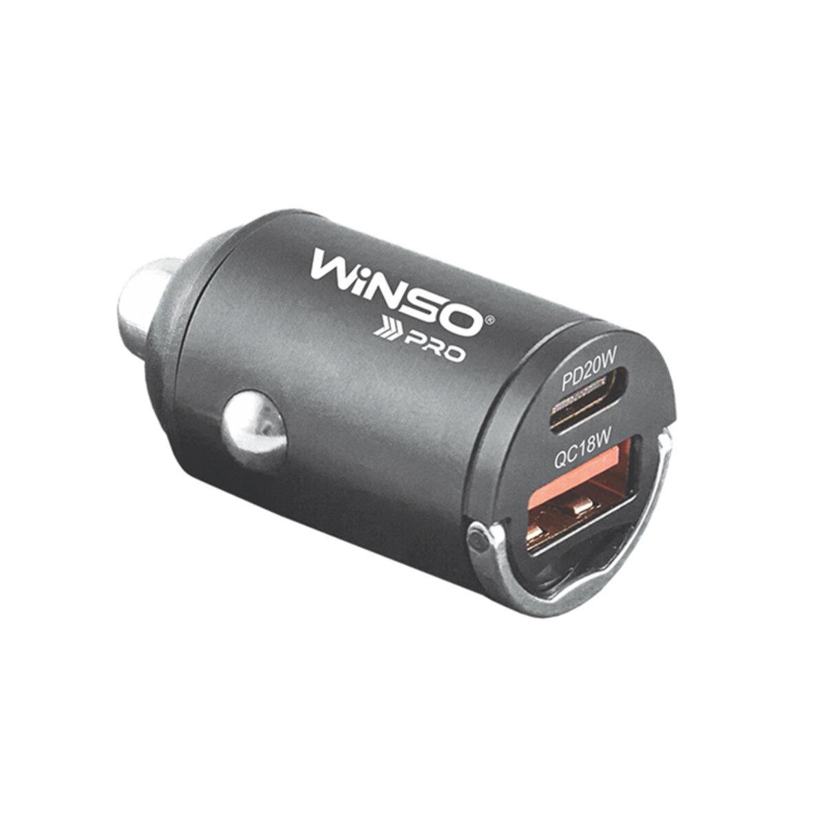 Устройство автомобильное зарядное WINSO PRO 38 W USB-C+USB-A mini Metal