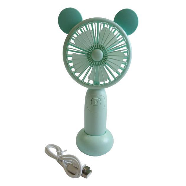 Вентилятор ручной аккумуляторный DianDi Mini Fan SQ-2165 с подставкой/подсветкой и USB-зарядкой Голубой