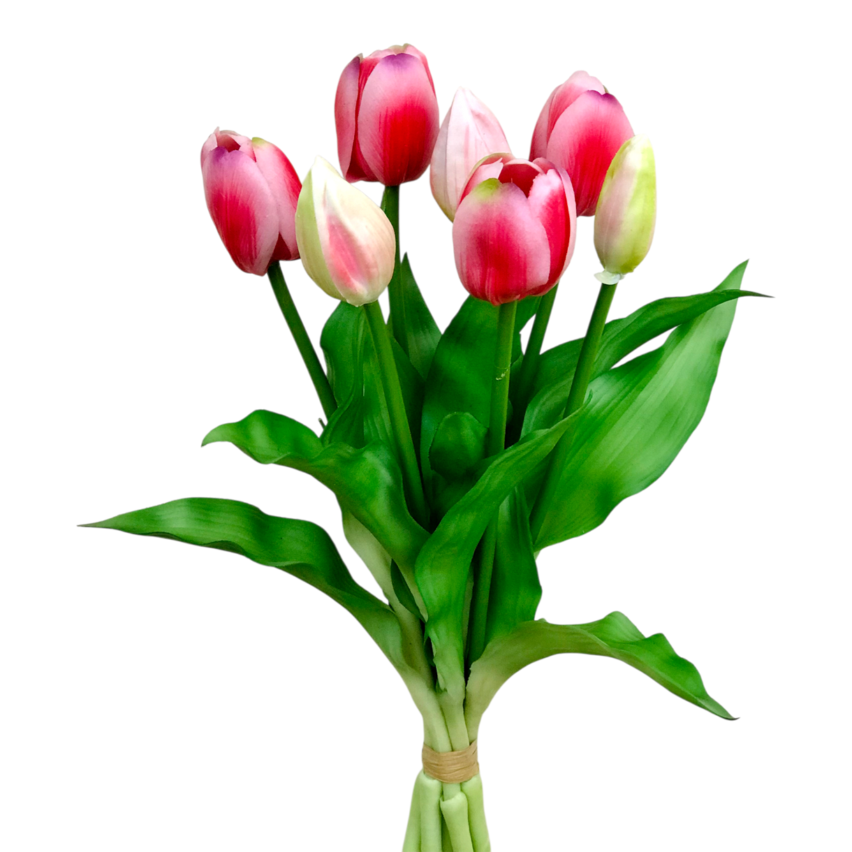 Искусственный карликовый тюльпан 7 голов 30 см латекс Ярко-розовый