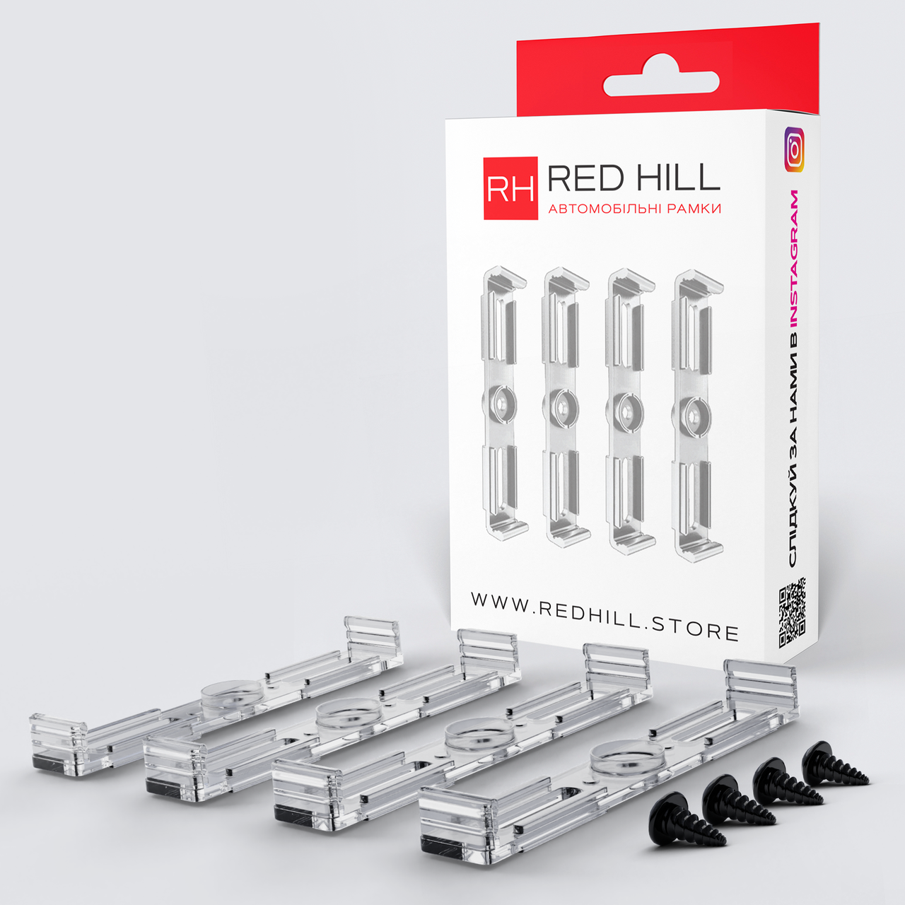 Рамка под номерной знак безрамковая Red Hill на два номера Прозрачный (29819646)