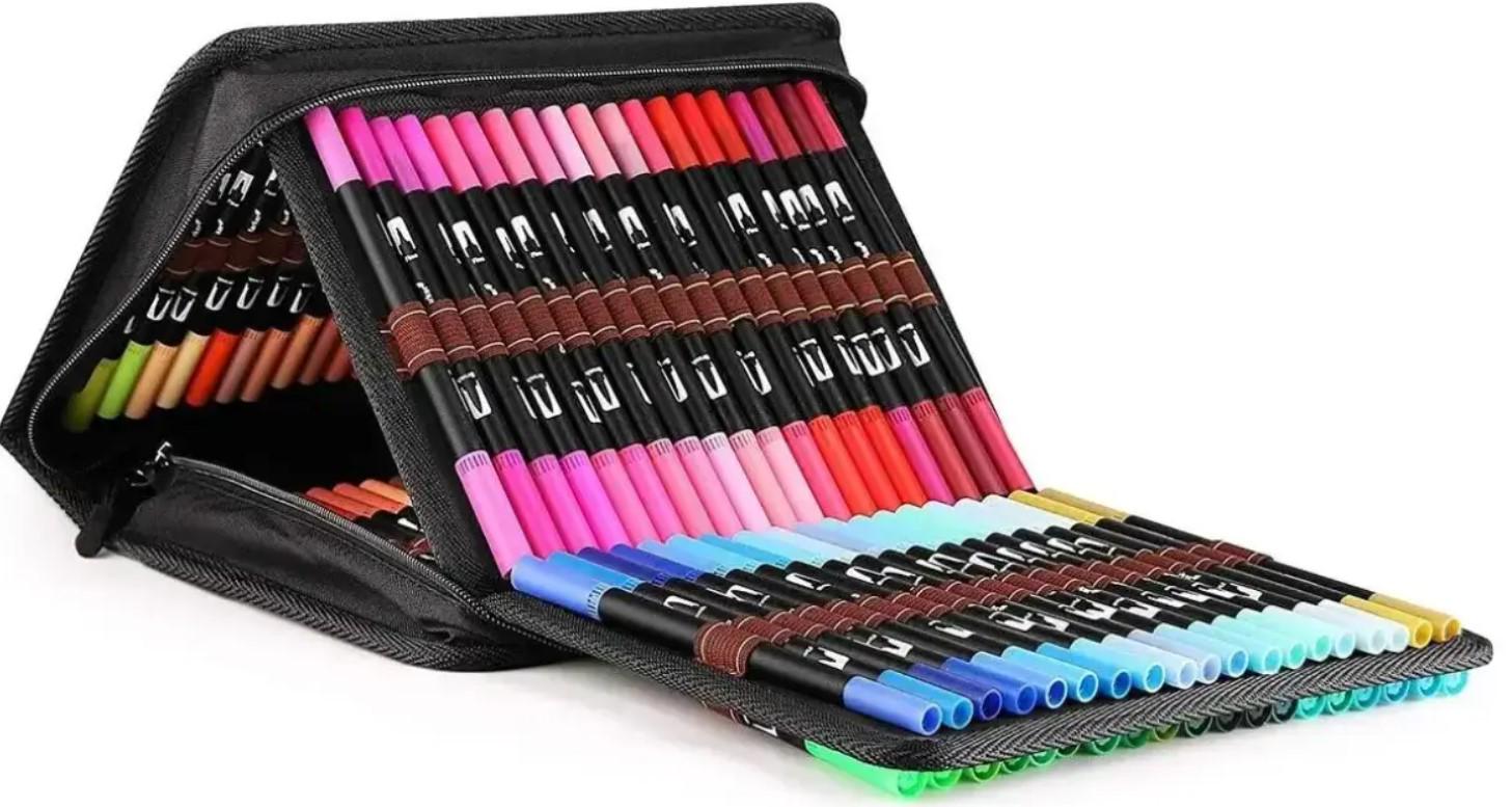 Фломастери акварельні двосторонні Dual Brush з сумкою 80 шт. (256)